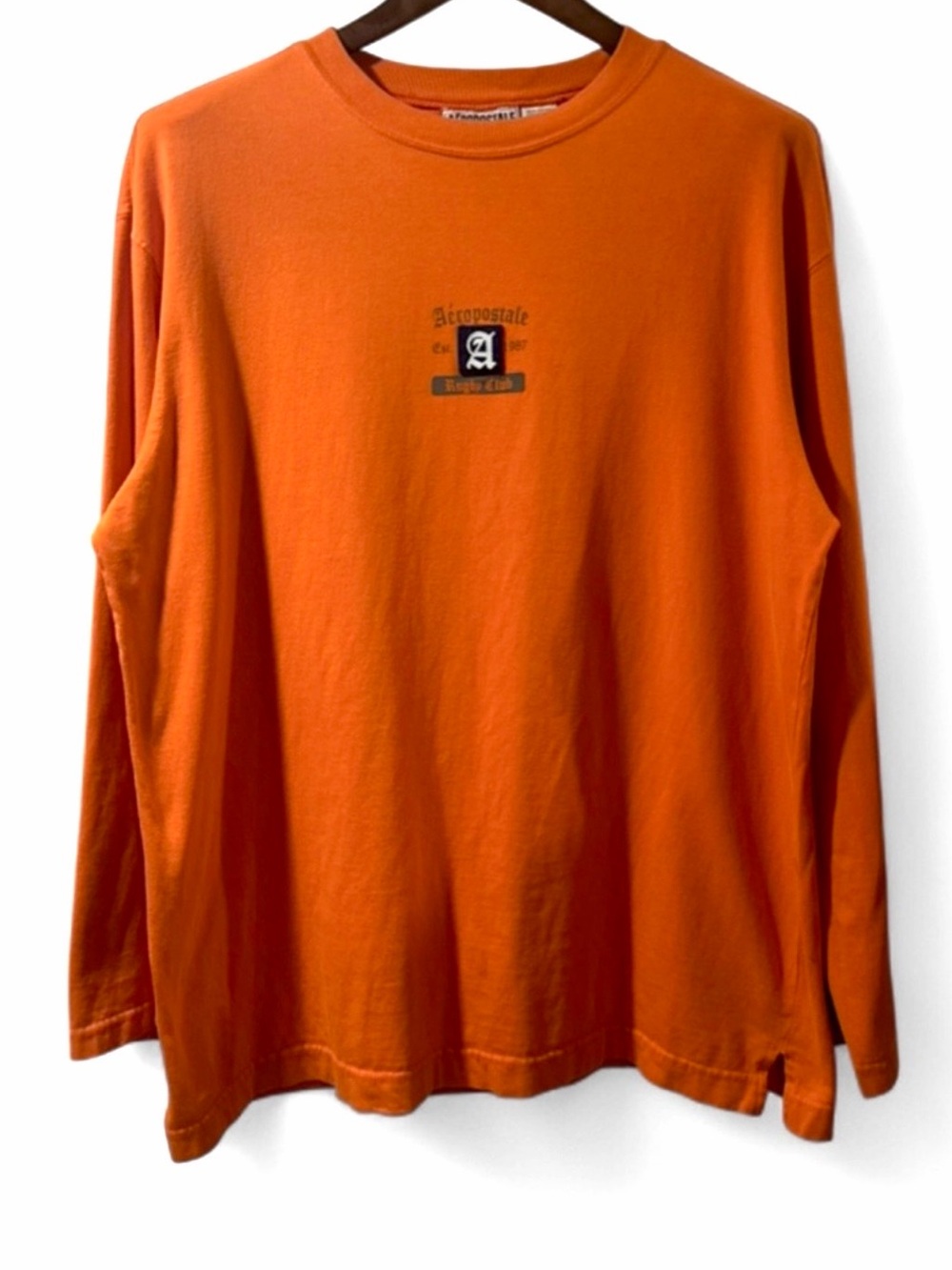 VTG Y2K Aeropostale Orange Long-Sleeve Rugby Shirt Size Men’s Large
